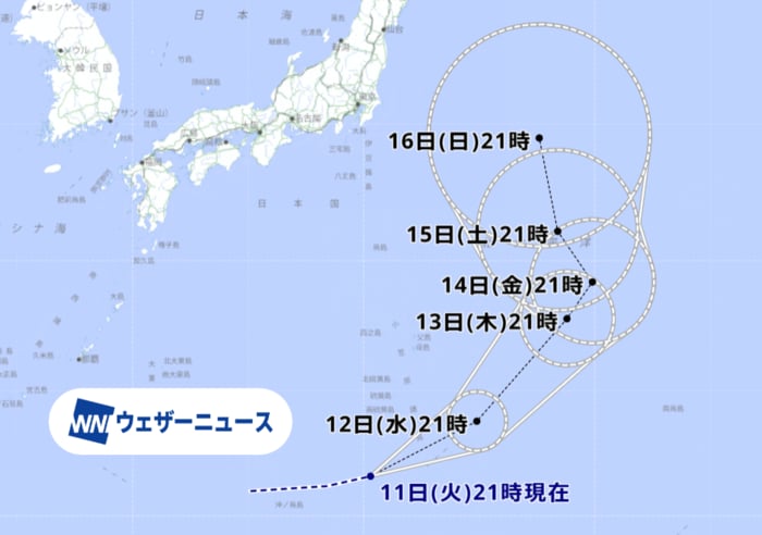 熱帯低気圧の予想進路