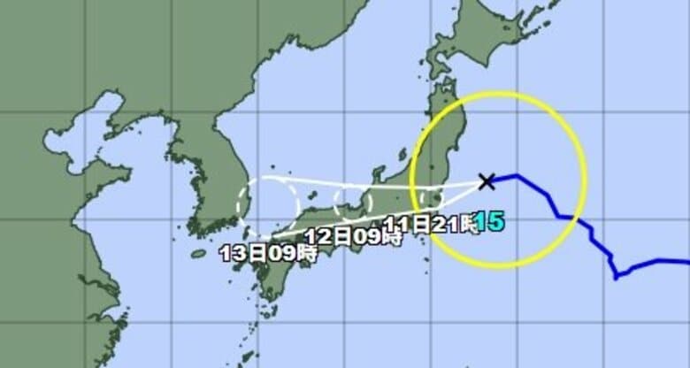 【台風情報】台風15号の進路と影響は？新潟県には11日夜のはじめ頃から12日明け方に最も接近する予想　土砂災害や強風などに注意・警戒｜FNNプライムオンライン