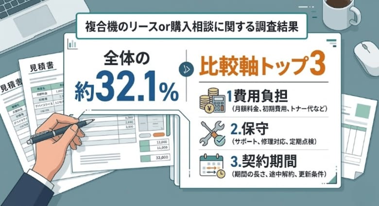 複合機（コピー機）のリースor購入で迷う相談は34件、比較軸トップ3を公表【OFFICE110】