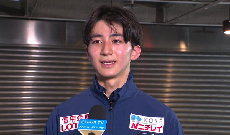 公式練習後「楽しんで滑りたい」と話す中村