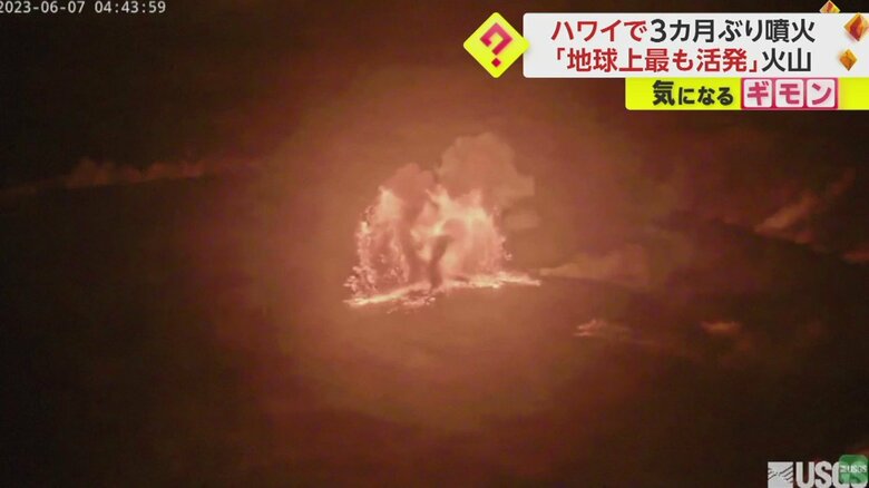 噴水のように噴き出しているマグマ