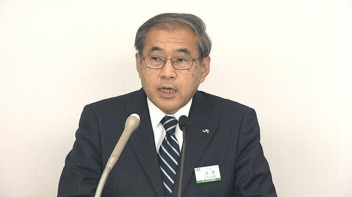 東北新幹線の運転再開時期について発表するJR東日本・深澤社長(午後2時)