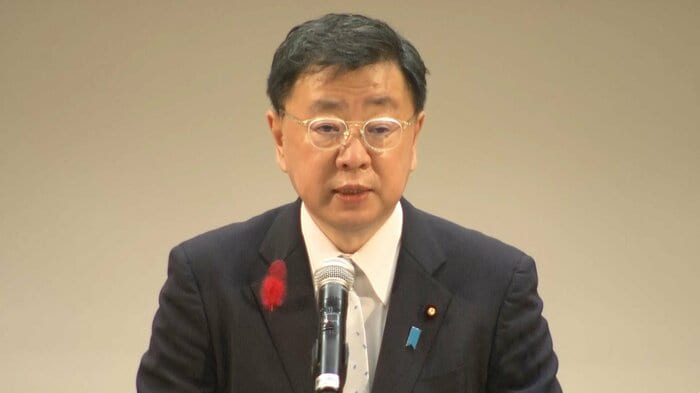 「拉致問題の早期解決を願う 国民のつどい in米子」で挨拶する松野長官