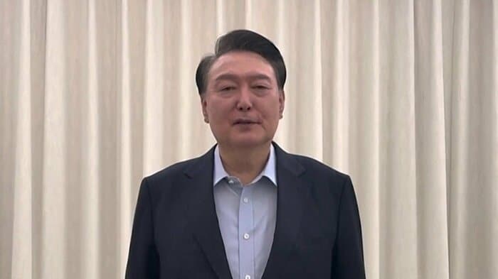 国民へのメッセージを配信する尹大統領(15日)