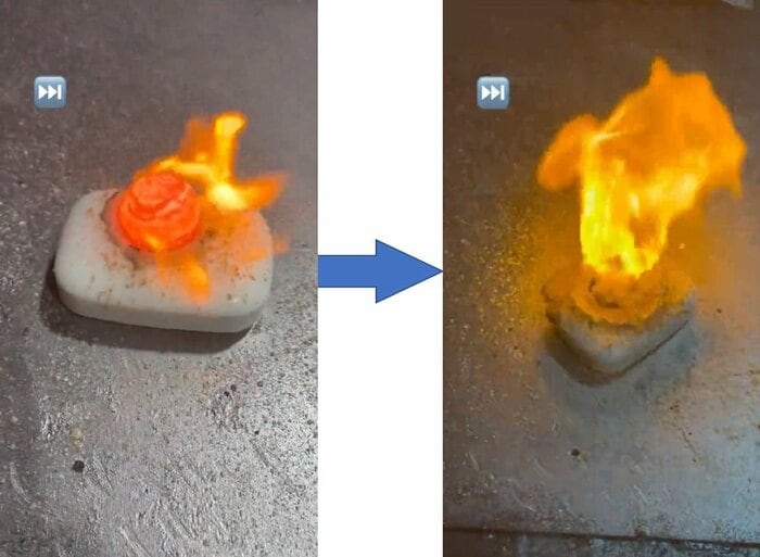 火をのぼらせながら沈んでいく鉄球