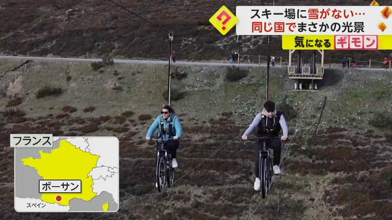 スキー場で夏のようなアクティビティを楽しむ人の様子