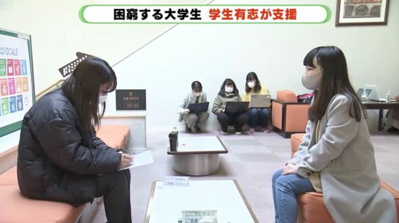 学生ボランティア（左）と利用者