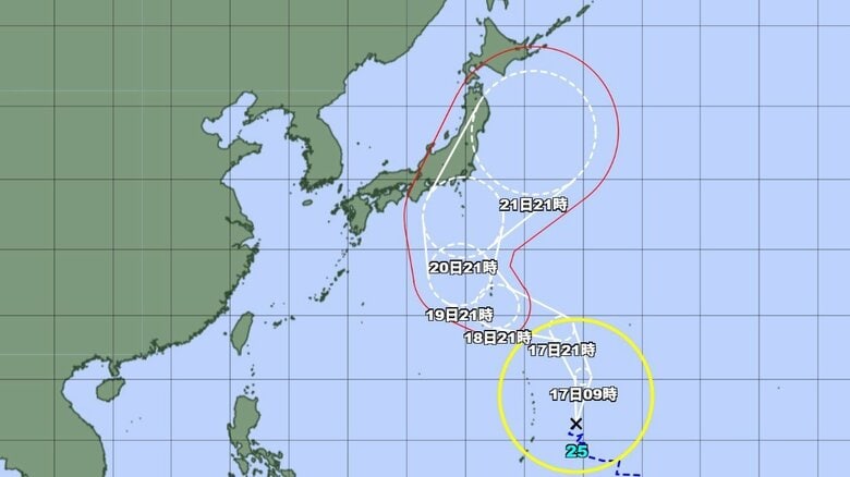 台風25号の進路予想図　気象庁HPより