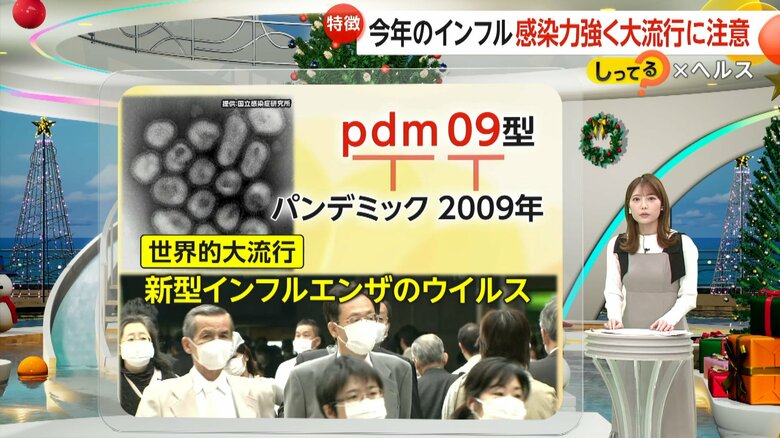 2009年に世界的に大流行した新型インフルエンザのウイルス「pdm09」