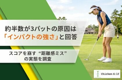 約半数が「インパクトの強さが安定しないのが3パットの原因」と回答！”距離感ミス”の実態をチキンゴルフが調査