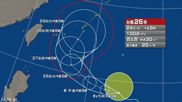 台風26号の進路予想図