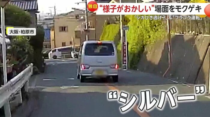 反対車線にはみ出したまま走る車