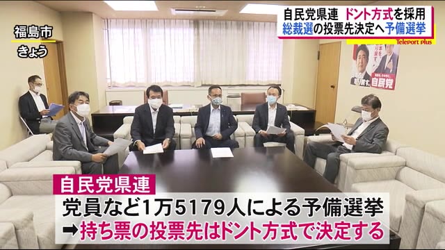 「ドント方式」総裁選の予備選挙の得票割合で3票の投票先を決める<自民党福島県連>