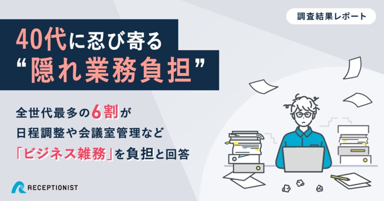 40代に忍び寄る”隠れ業務負担” 全世代最多の6割が日程調整や会議室管理など「ビジネス雑務」を負担と回答