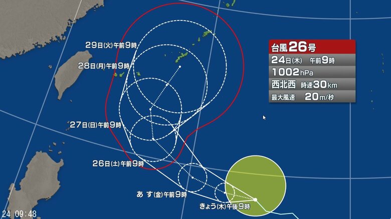 台風26号の進路予想図