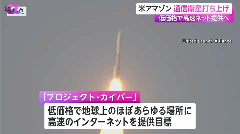 打ち上げられたロケットが上昇していく