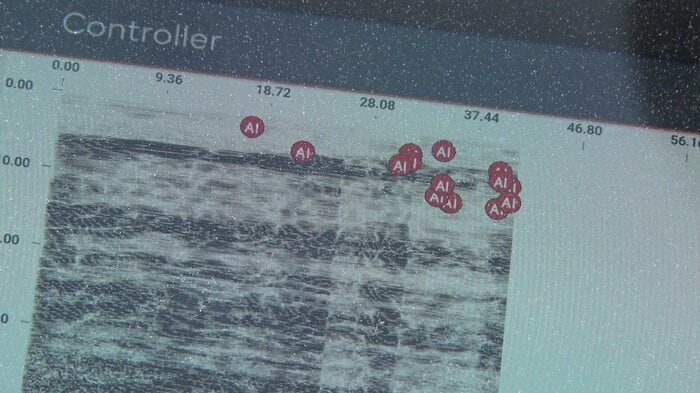 地下に異変がある場合は赤い丸で表示される