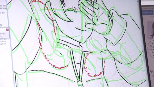 アニメーションの動きを確認するため何色もの線を使用する