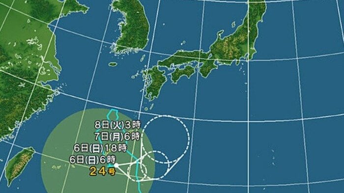 台風24号の進路予想図　日本気象協会より