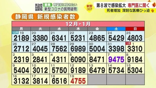 静岡県の日別感染者数