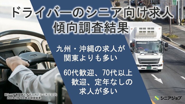 ドライバーのシニア向け求人、九州・沖縄の求人数が関東を上回る