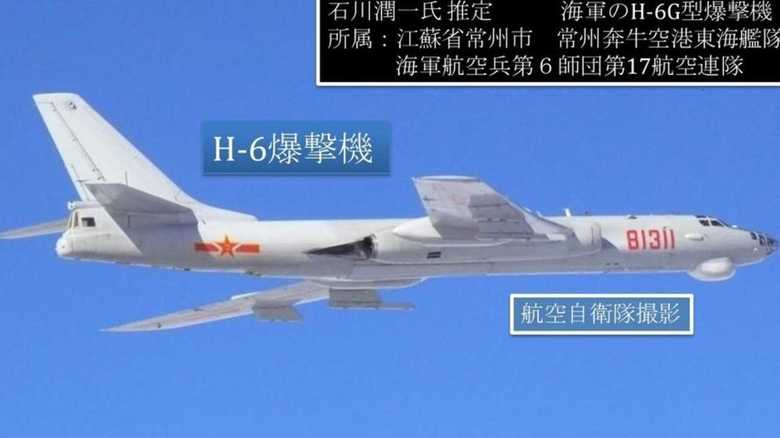 中国軍H-6爆撃機6機ほか計8機飛来に対しスクランブル発進