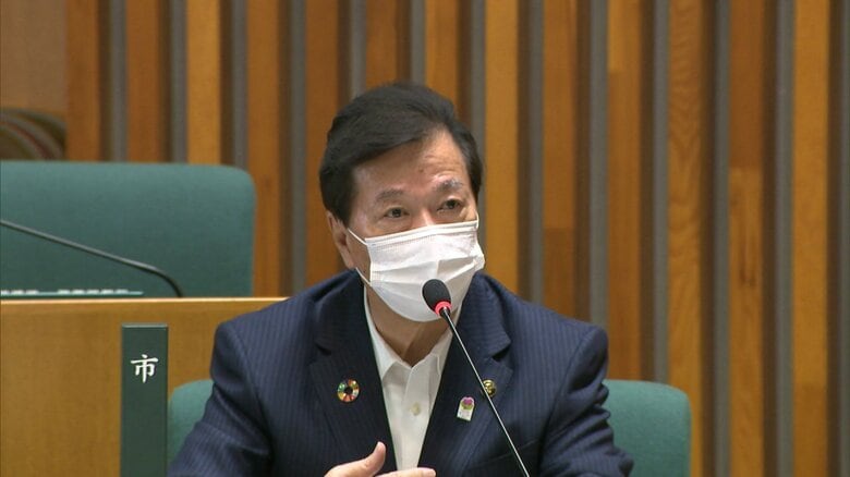 松井市長（当時）は裁判で争うと表明（2020年8月）