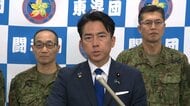 小泉防衛大臣「一人一人を誇りに思う」従事した自衛隊員を激励　台風25号による大雨で災害派遣活動