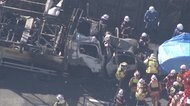 車6台からむ事故 1人死亡 トラックなど3台炎上 5人搬送
