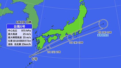 【台風情報】台風6号の進路は？2日夜にかけて奄美地方から九州南部にかなり接近して進む見込み　新潟県内は3日に最接近　沿岸部は強風注意報の恐れ