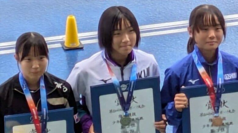 少年女子走り幅跳びで福井市・社中学校の間遥花選手が準優勝　6回目の跳躍で5ｍ70を記録　青森国民スポーツ大会｜FNNプライムオンライン