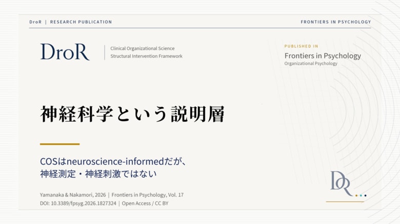 臨床組織科学（COS）は神経測定をしない──組織神経科学・神経リーダーシップとの違い