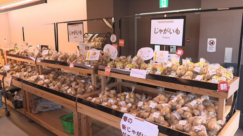 店内にずらりと並ぶ諫早産のジャガイモ
