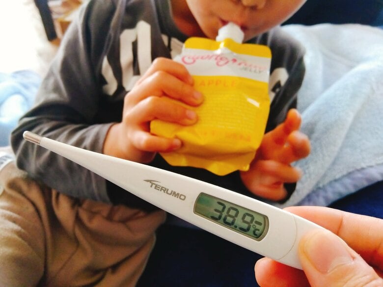 子供の急な発熱時にゼリー飲料があると助かります