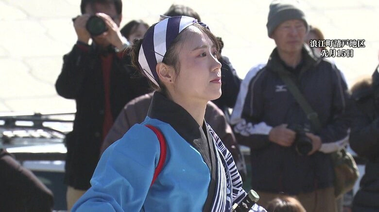 2026年2月15日　安波祭で田植踊を奉納