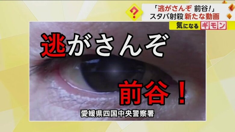 「逃がさんぞ前谷！」とメッセージが流れる動画