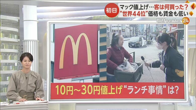 マクドナルドの値上げに街の声はさまざま