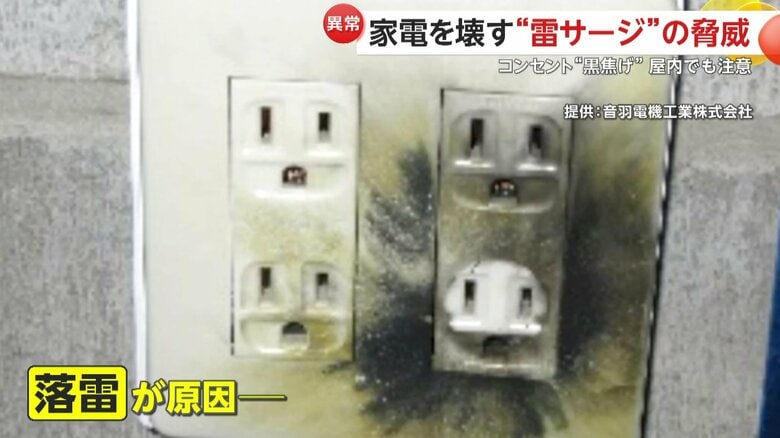 落雷が原因で屋内の家電が壊れるケースも