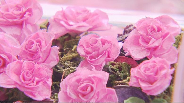 美容室のバラの造花