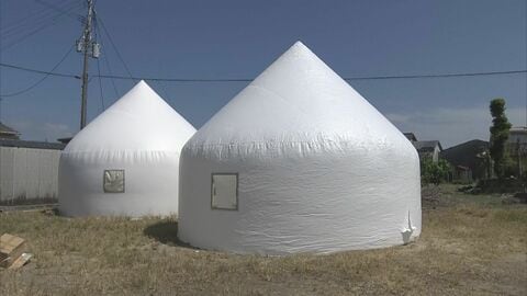 暑さしのげる場所を…熊本地震の被災地に名工大教授が開発した『インスタントハウス』空き地に1時間半程で完成