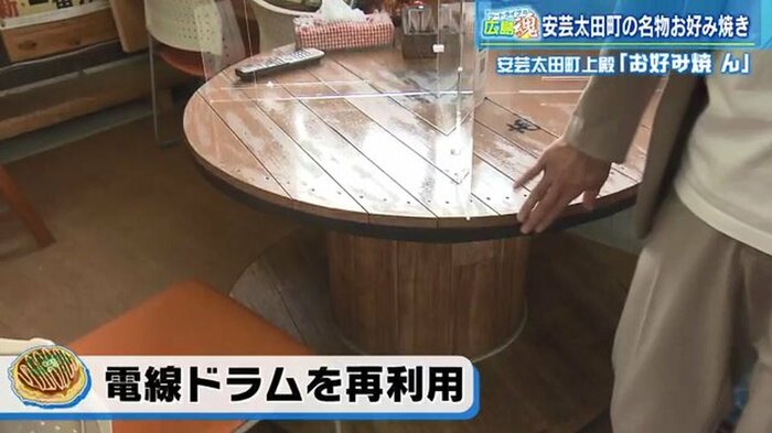 電線ドラムを再利用したテーブル