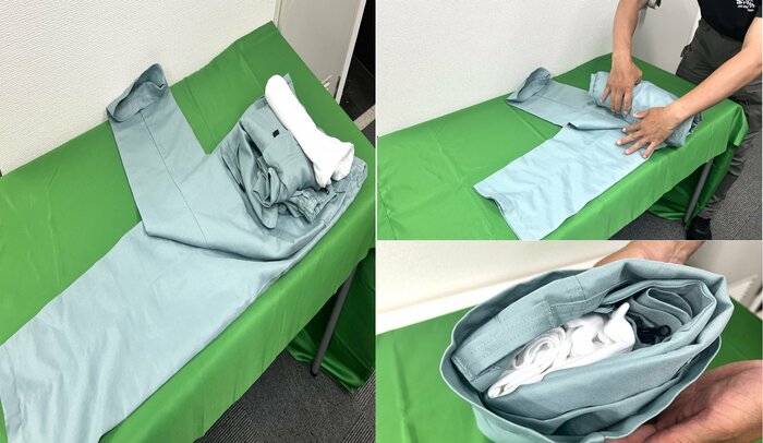 1回分の衣類はズボンで一まとめに（特集班撮影）