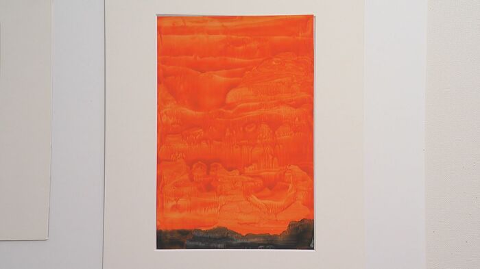 デカルコマニー技法で描いた「東京大空襲」