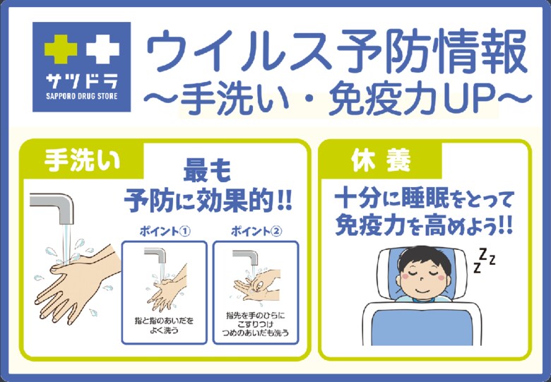 (サツドラ公式Twitterに投稿されたマスク以外の予防法)