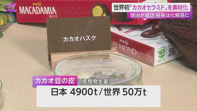 カカオハスクと呼ばれるカカオ豆の皮