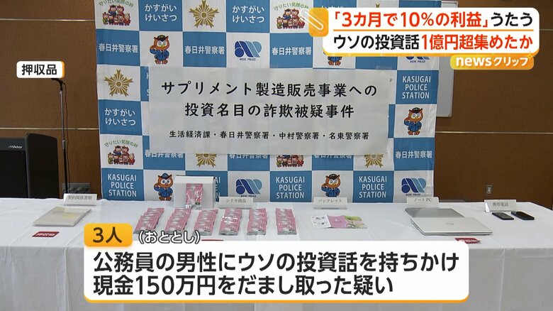 サプリメント事業を巡るウソの投資話を持ちかけ現金をだまし取った疑いの事件