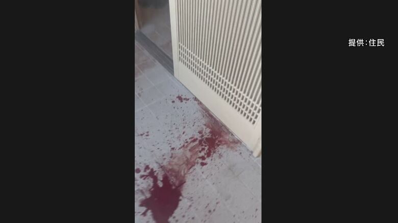 玄関のクマのものとみられる血痕