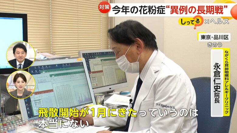 花粉の飛散開始の早さについて話す、ながくら耳鼻咽喉科アレルギークリニック・永倉仁史院長