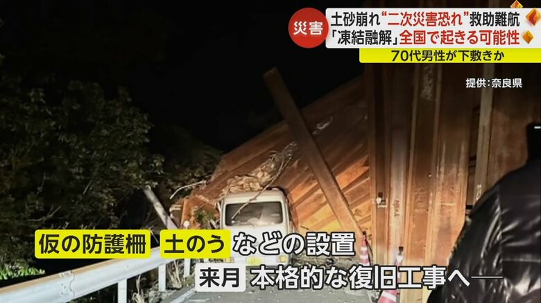 下敷きになった車