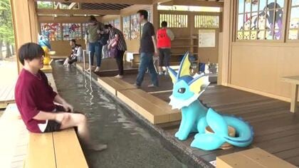 相次いで破損見つかり修繕…『わくらポケモン足湯』に設置された“シャワーズ”など7体 全ての展示を再開